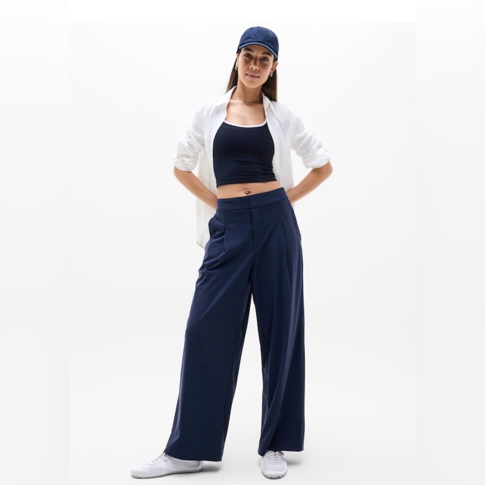 Athleta Pinnacle High Rise Trouser Pants Size 8 Navy Blue - Picture 2 of 6